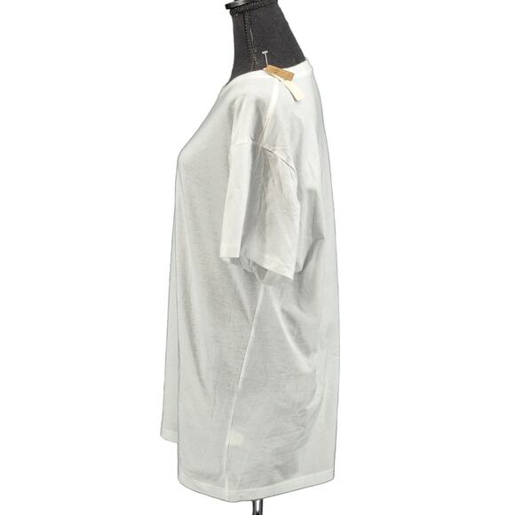 PINK White T-Shirt with Crystal Rhinestone P Logo on Front.  Women's Size Large - Picture 6 of 9